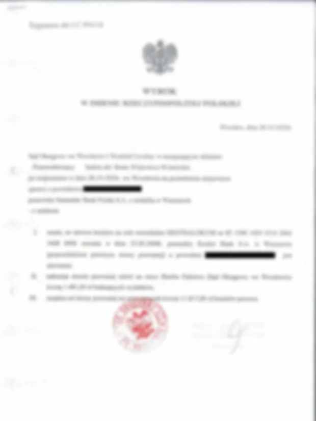 Zanonimizowany dokument sądowy z zakończonej sprawy