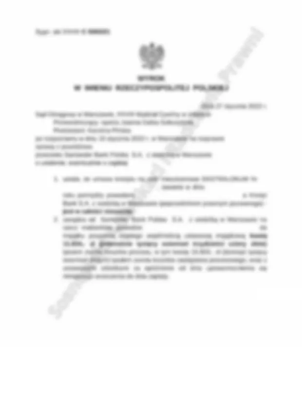 Zanonimizowany dokument sądowy z zakończonej sprawy